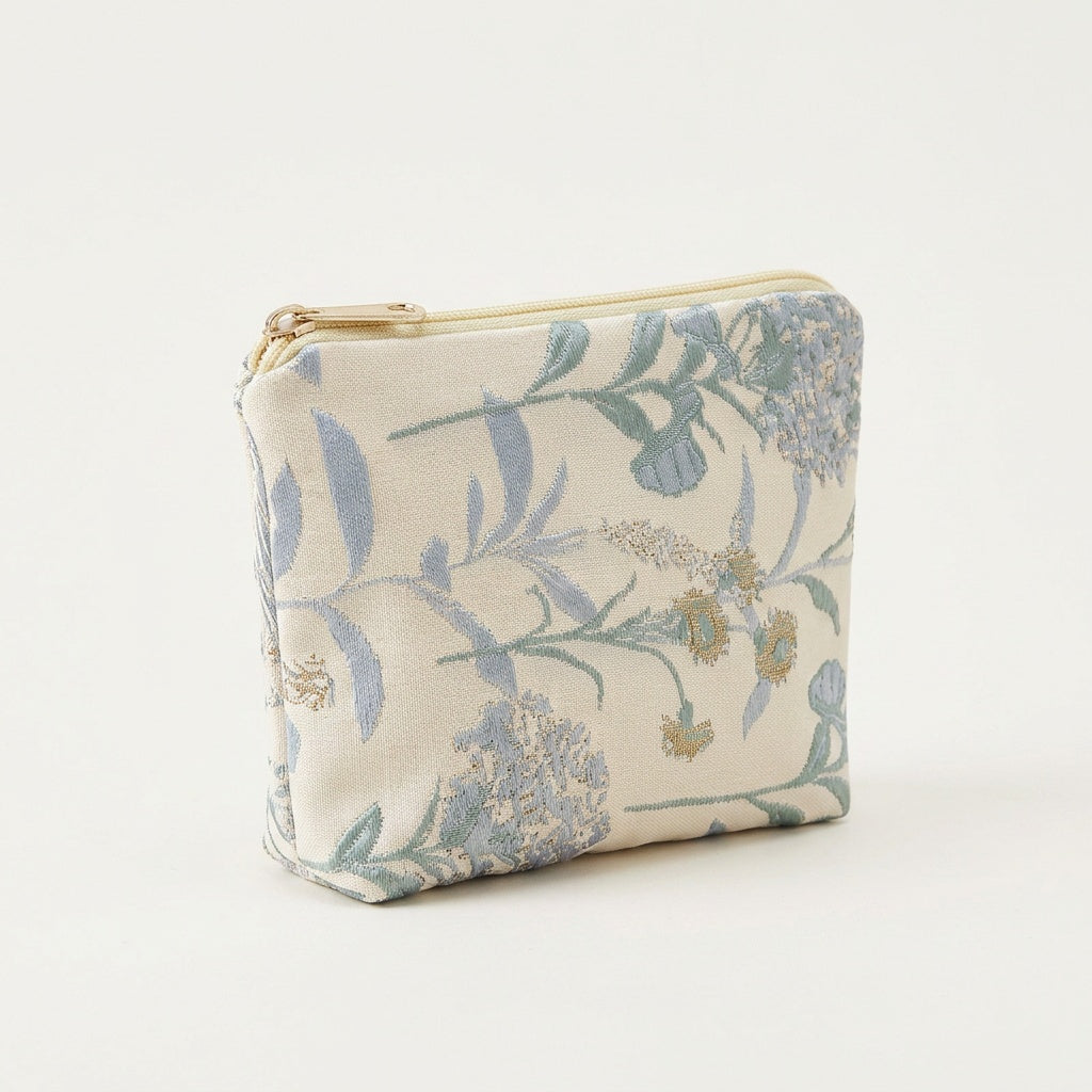 Pochette Maquillage Imprimé Floral Bleu Pastel — BelleTrousse