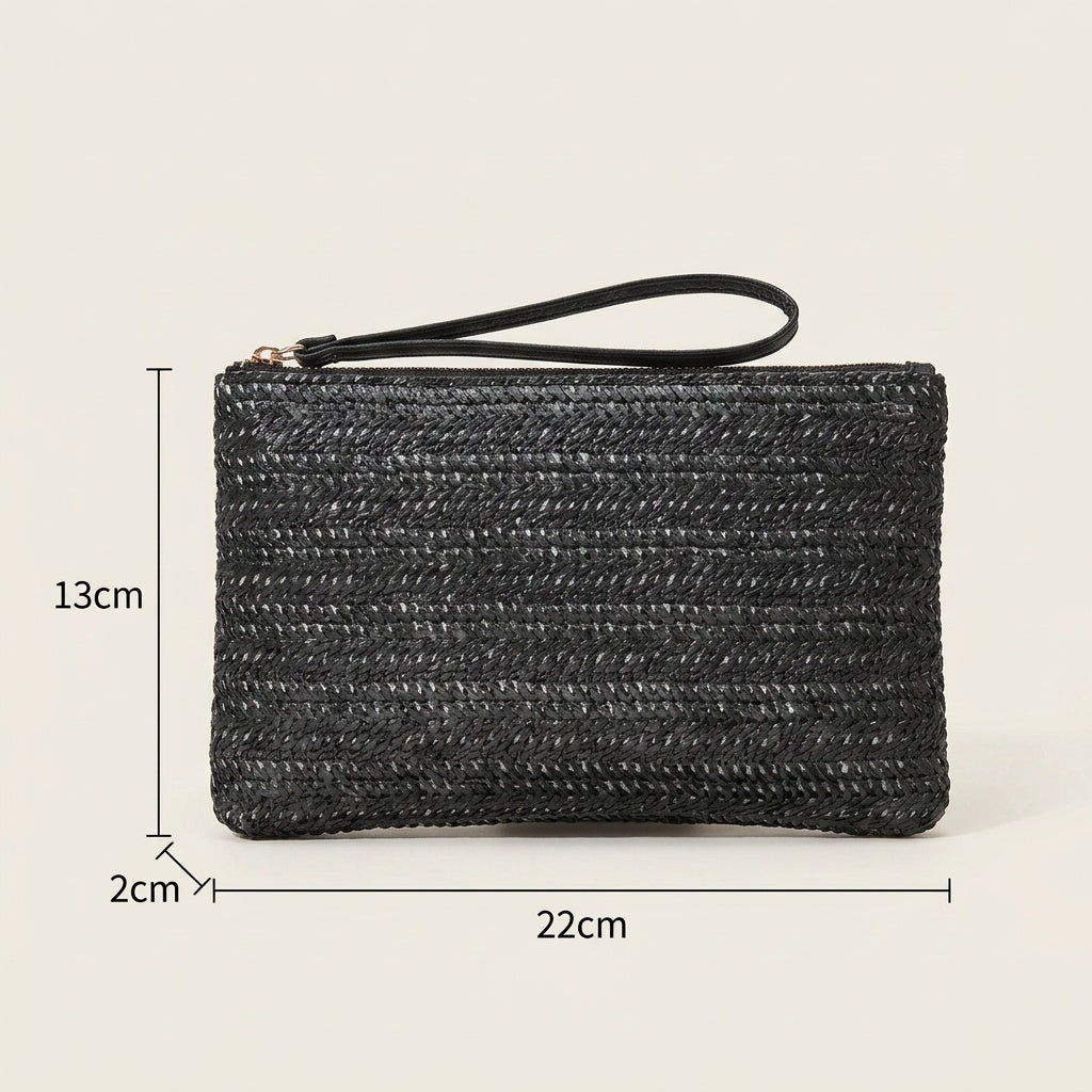 Pochette Tendance Paille Tressée Ivoire — BelleTrousse