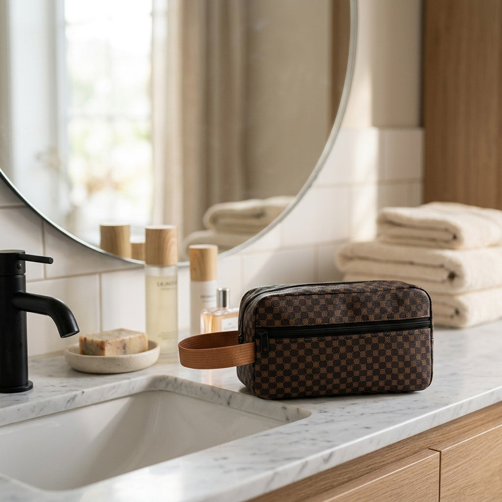 Vanity de Voyage Damier Marron & Camel — BelleTrousse