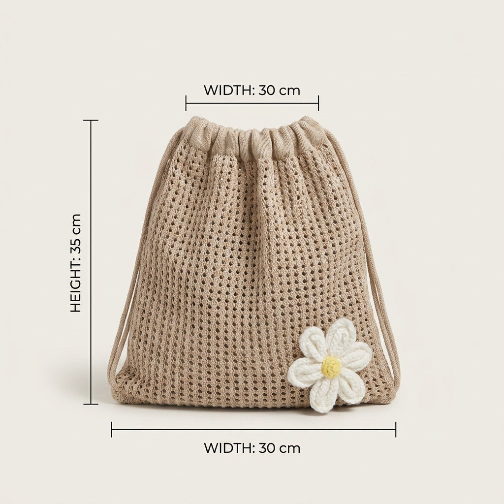 Pochette Sac Crochet Fleur Ivoire — BelleTrousse