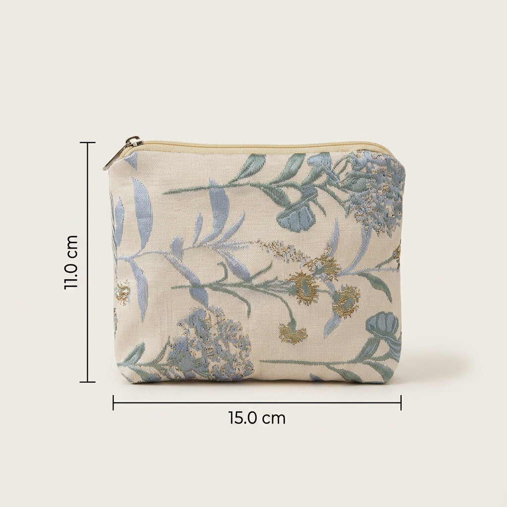 Pochette Maquillage Imprimé Floral Bleu Pastel — BelleTrousse