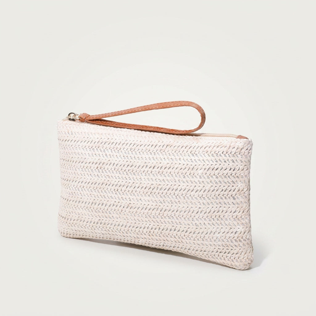 Pochette Tendance Paille Tressée Ivoire — BelleTrousse