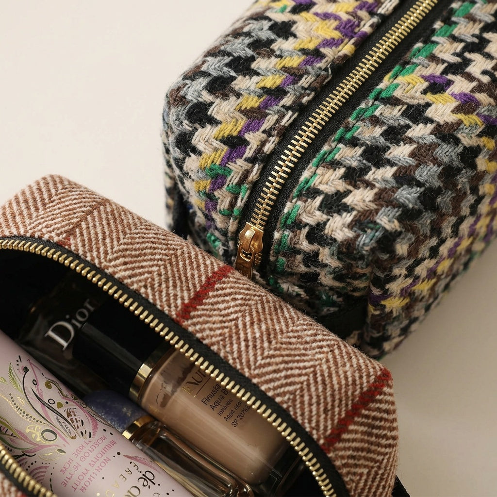 Trousse de Toilette Tweed Carreaux — BelleTrousse