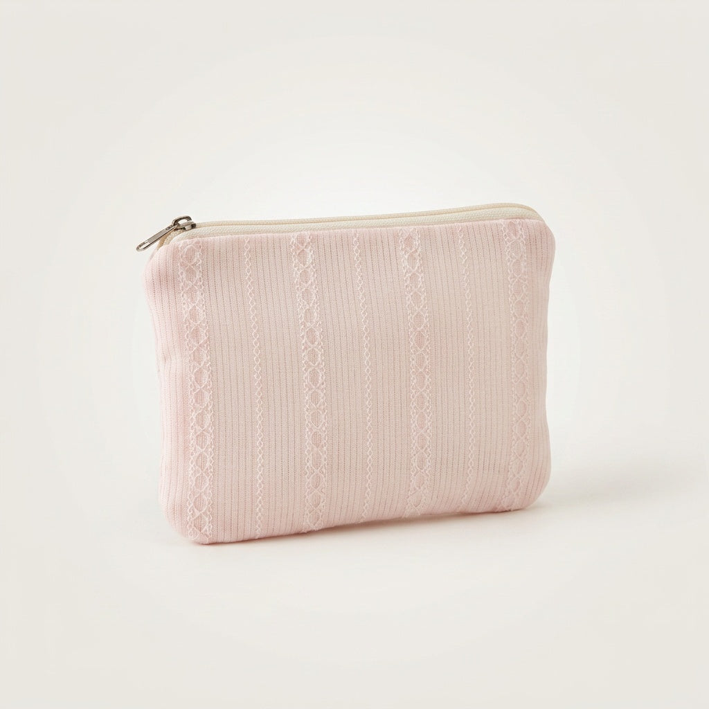 Pochette Maquillage Tricot Ivoire — BelleTrousse
