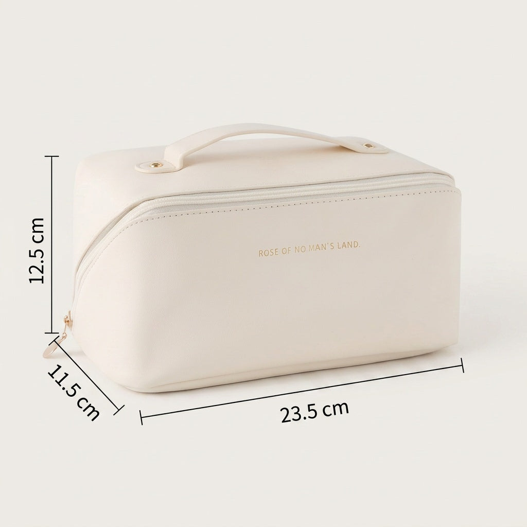 Trousse de Maquillage Cuir Vegan Crème — BelleTrousse