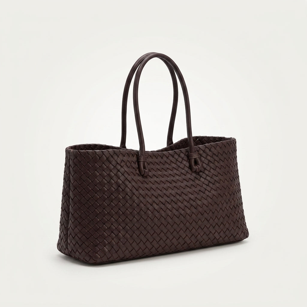 Sac Tendance Cuir Tressé Chocolat — BelleTrousse
