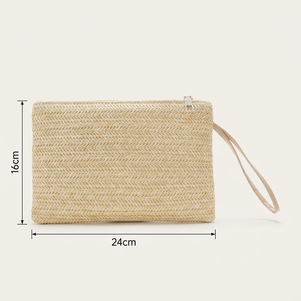 Pochette Tendance Raphia Tressé Naturel — BelleTrousse