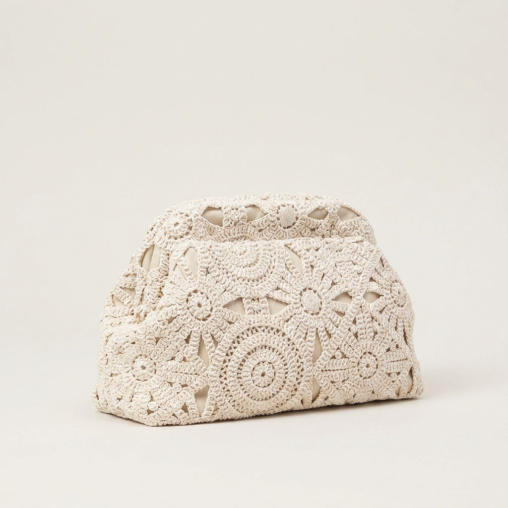 Pochette Tendance Crochet Ivoire Forme Nuage — BelleTrousse