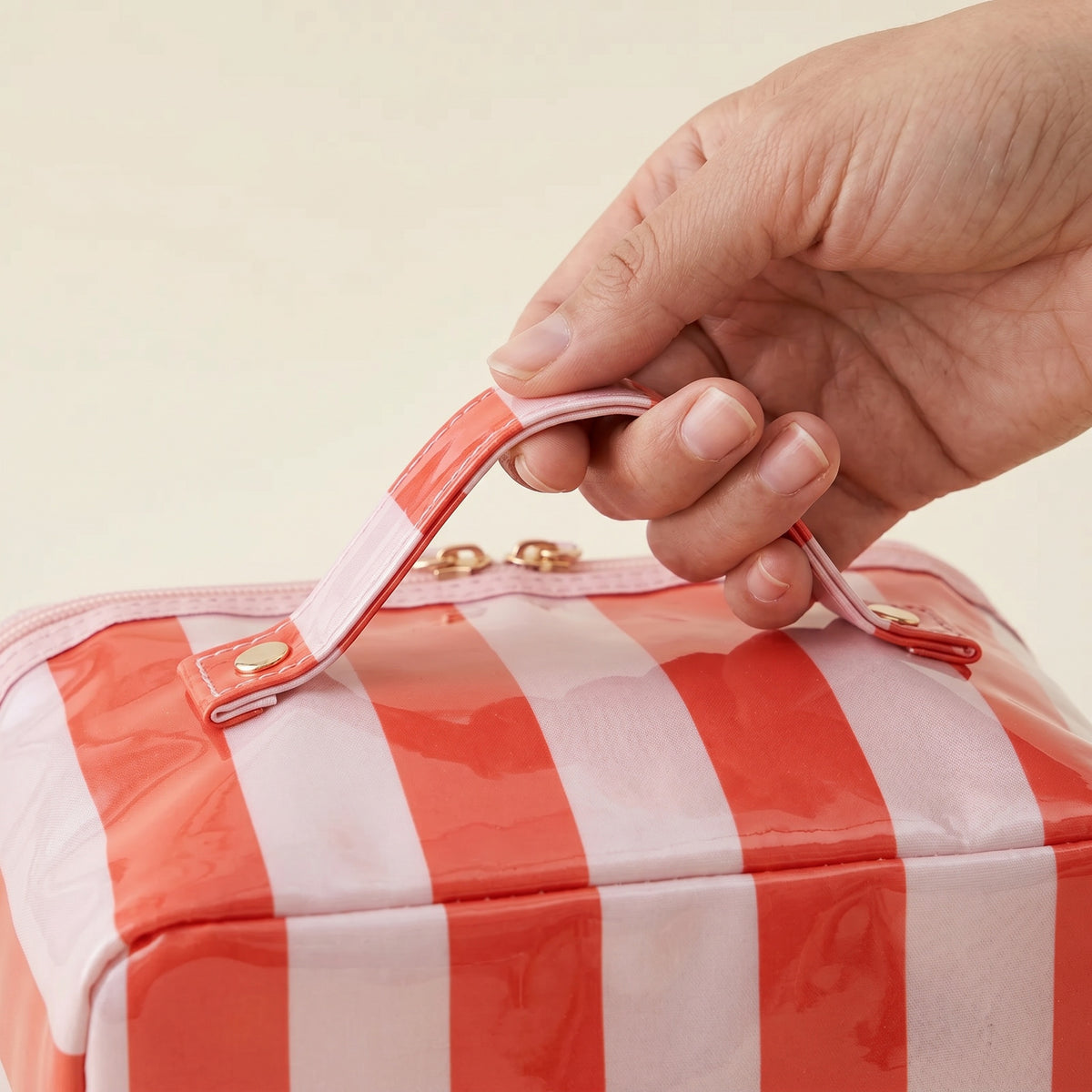 Vanity de Voyage Rayures Rose Corail — BelleTrousse