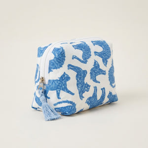 Vanity de Voyage Coton Imprimé Tigres Bleu — BelleTrousse