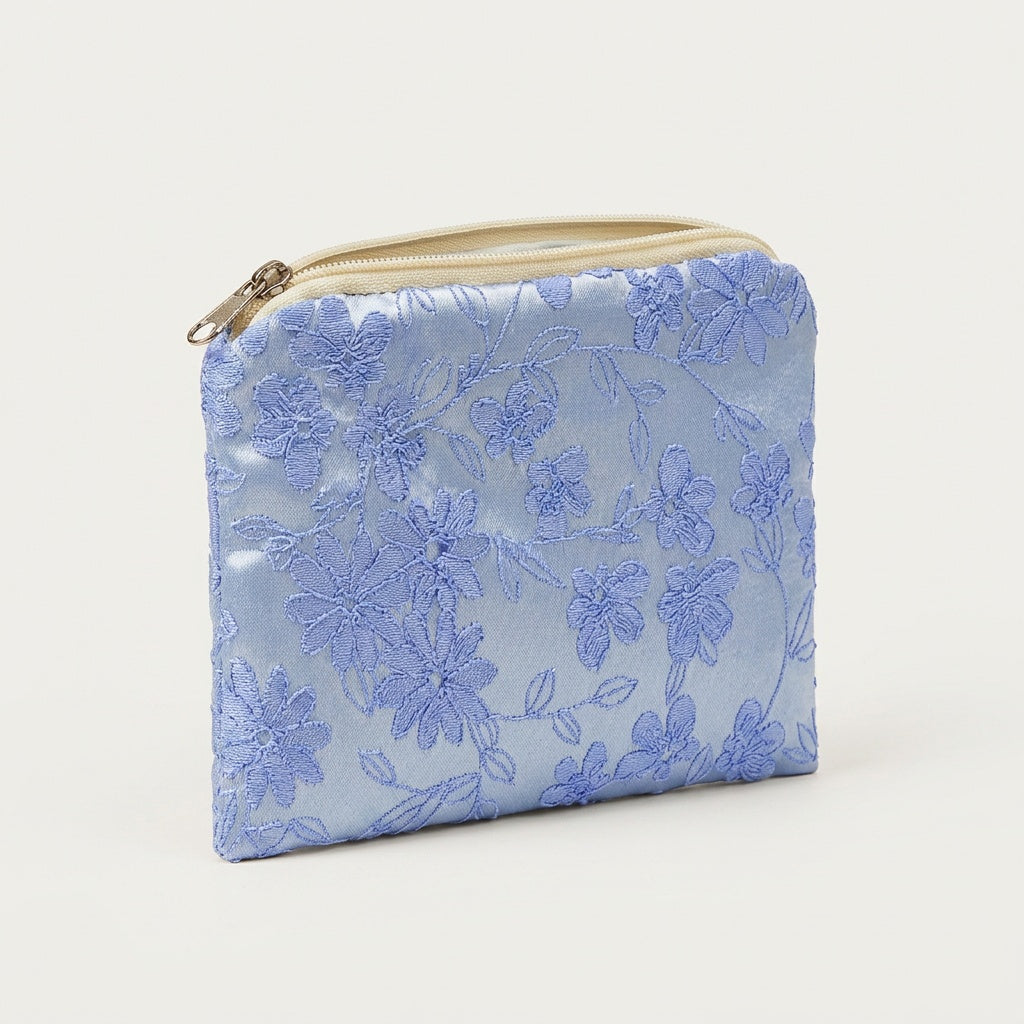 Pochette Maquillage Imprimé Floral Bleu Pastel — BelleTrousse