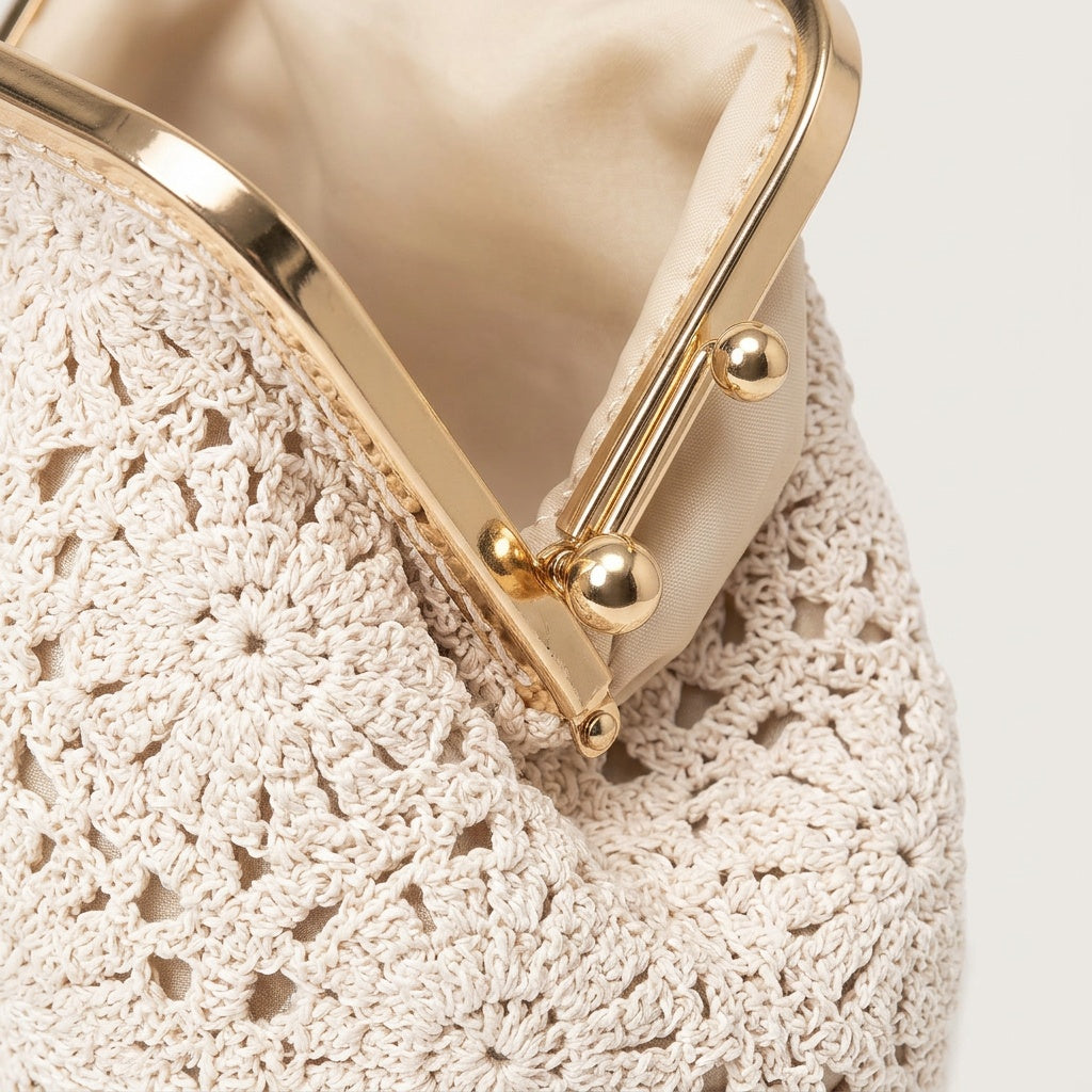 Pochette Tendance Crochet Ivoire Forme Nuage — BelleTrousse