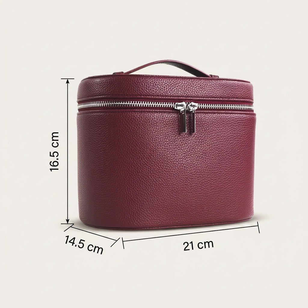 Vanity Cylindrique Cuir Grainé Noir — BelleTrousse