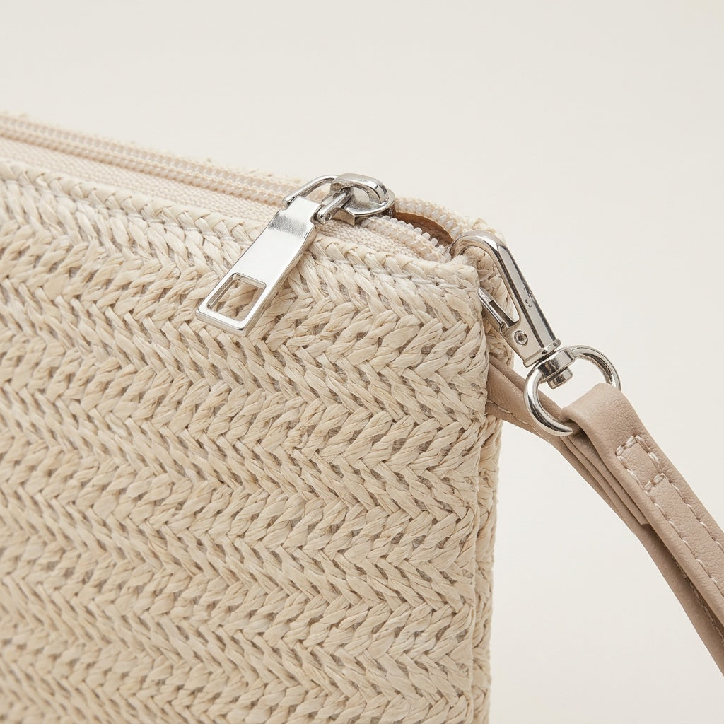 Pochette Tendance Raphia Tressé Naturel — BelleTrousse