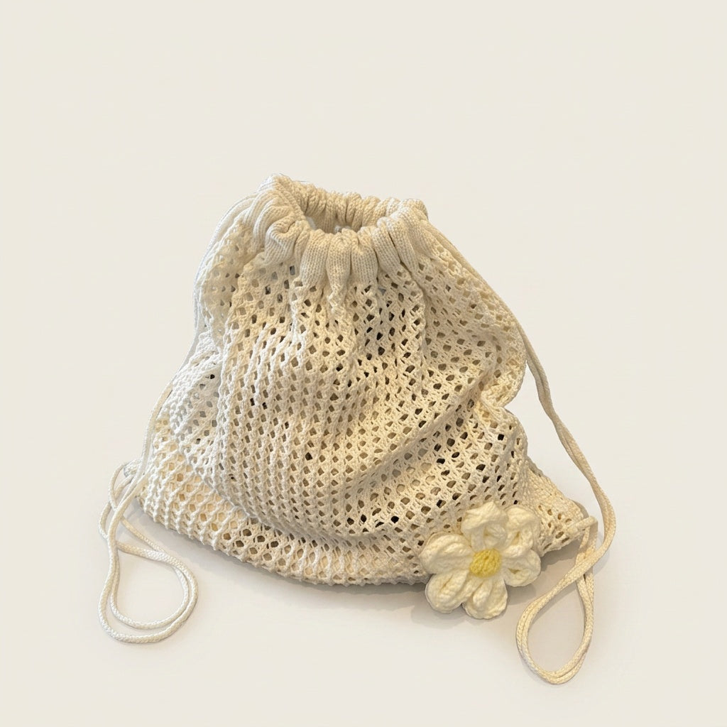 Pochette Sac Crochet Fleur Ivoire — BelleTrousse