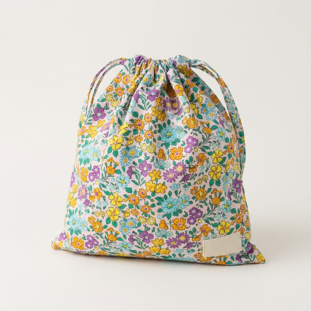 Pochette Tissu Fleuri Cordon — BelleTrousse