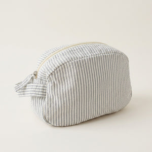 Trousse de Toilette Seersucker Rayures Bleu Gris — BelleTrousse