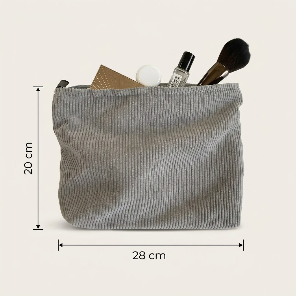Trousse de Maquillage Velours Côtelé Noir — BelleTrousse
