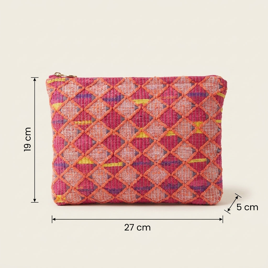 Trousse de Maquillage Tissé Multicolore Rose — BelleTrousse