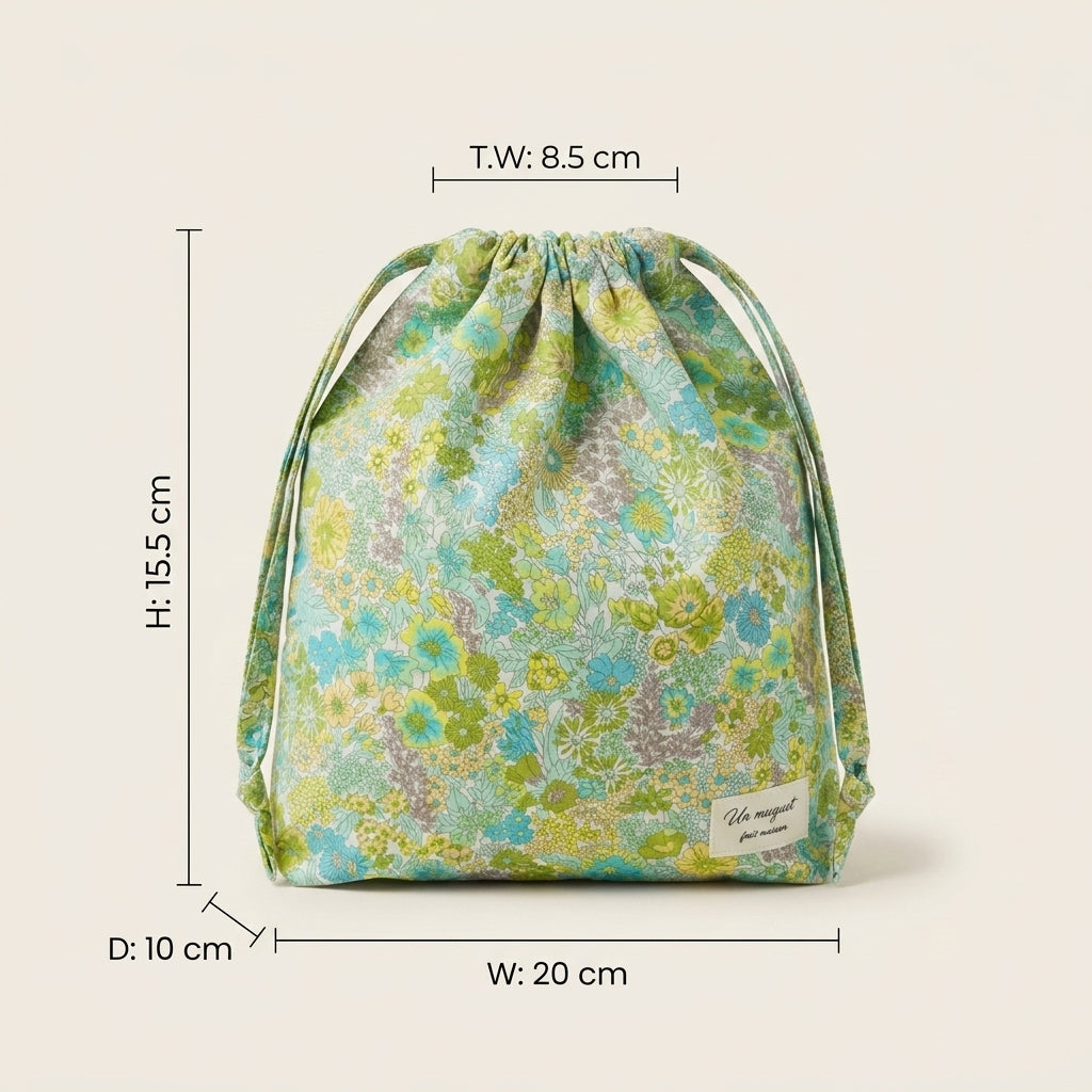 Pochette Tissu Fleuri Cordon — BelleTrousse