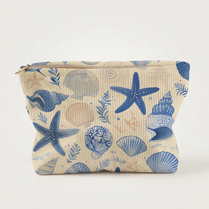 Trousse de Maquillage Imprimé Océan Beige — BelleTrousse