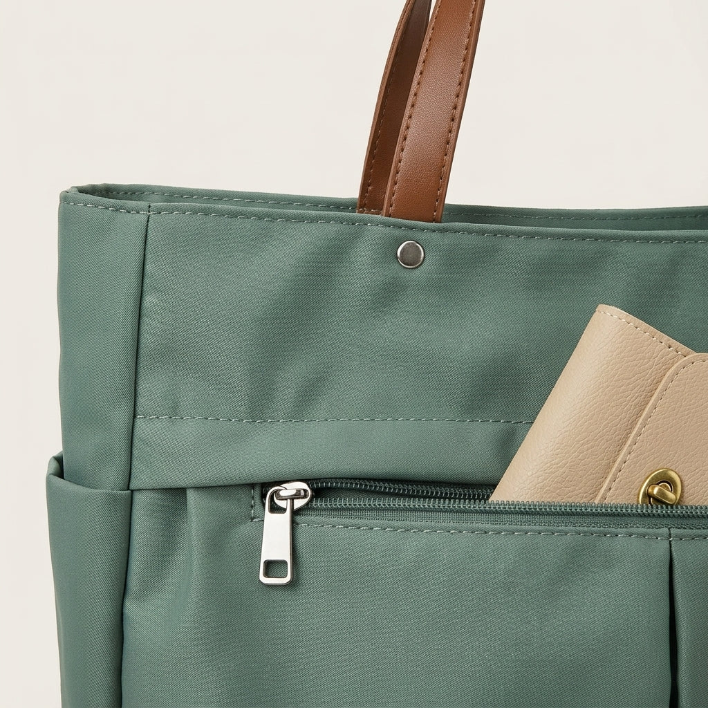 Stylish Nylon Handbag Multiple Pocket Large Capacity Women's Tote Bag Lightweight Casual Shoulder Bag Daily Commuter Shopping