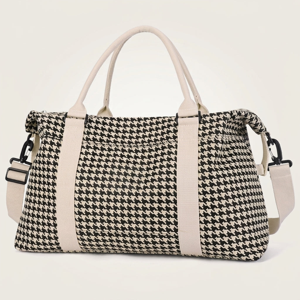 Sac de Voyage Pied-de-Poule Noir & Crème — BelleTrousse