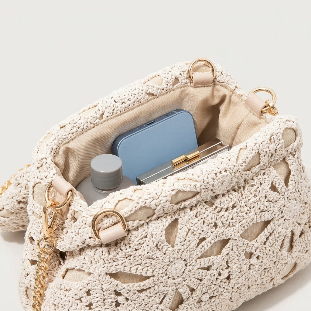 Pochette Tendance Crochet Doré Chaîne — BelleTrousse