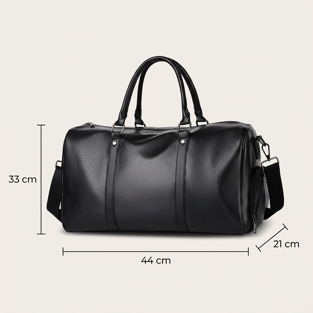 Retro New Short Trip Bag Large Capacity Sports Motorcycle Training Pu Waterproof Leisure Fitness Bag
