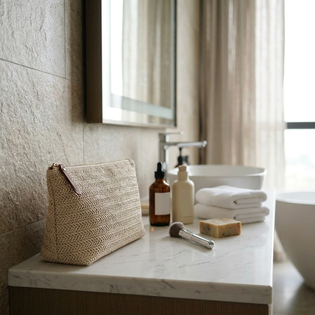 Pochette Tendance Paille Tressée Ivoire — BelleTrousse