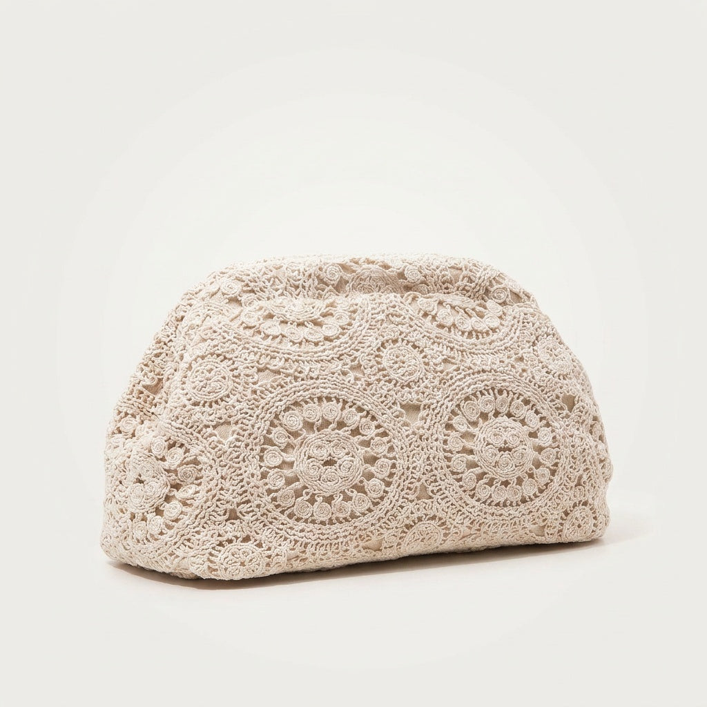 Pochette Tendance Crochet Ivoire Forme Nuage — BelleTrousse