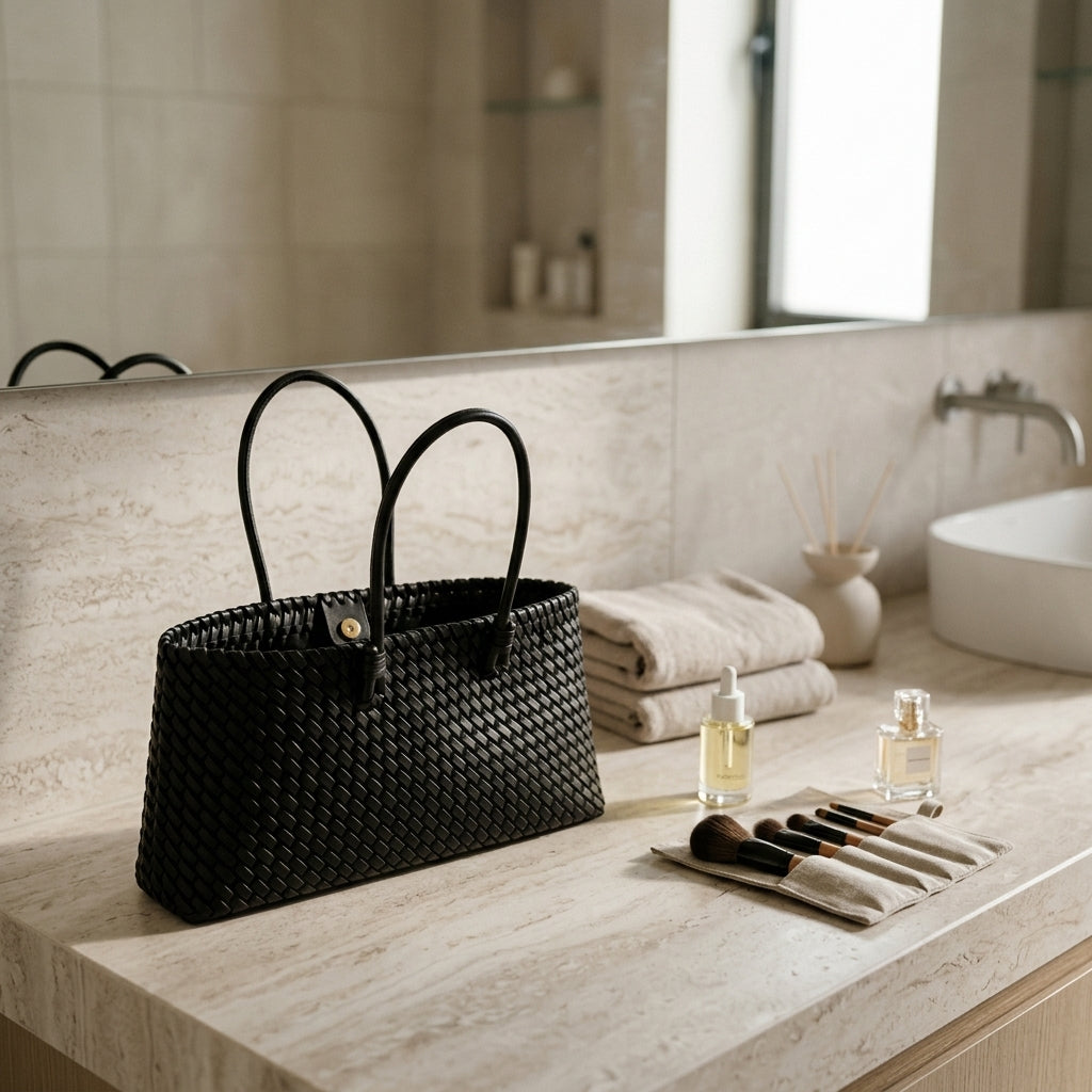 Sac Tendance Cuir Tressé Chocolat — BelleTrousse