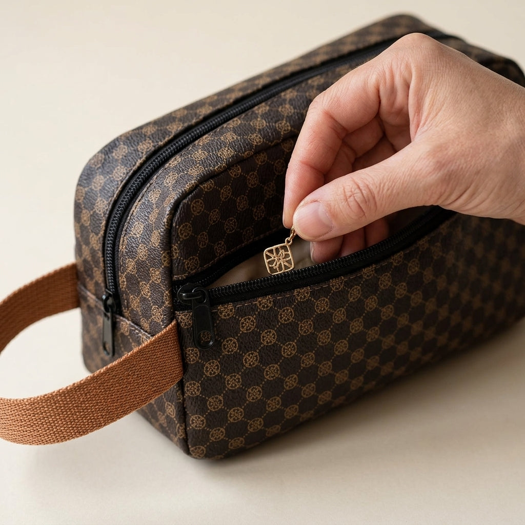 Vanity de Voyage Damier Marron & Camel — BelleTrousse