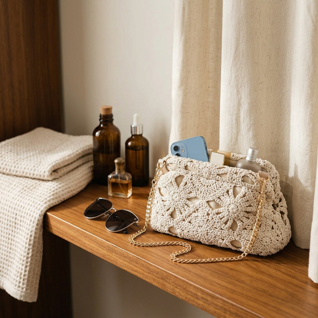 Pochette Tendance Crochet Doré Chaîne — BelleTrousse