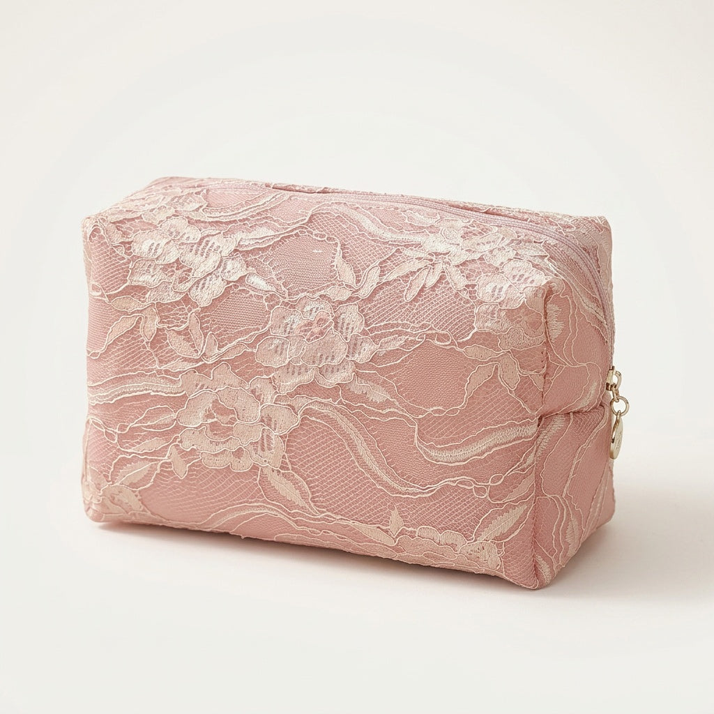 Trousse de Maquillage Broderie Florale Ivoire — BelleTrousse