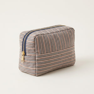 Trousse de Maquillage Velours Brodé Taupe — BelleTrousse