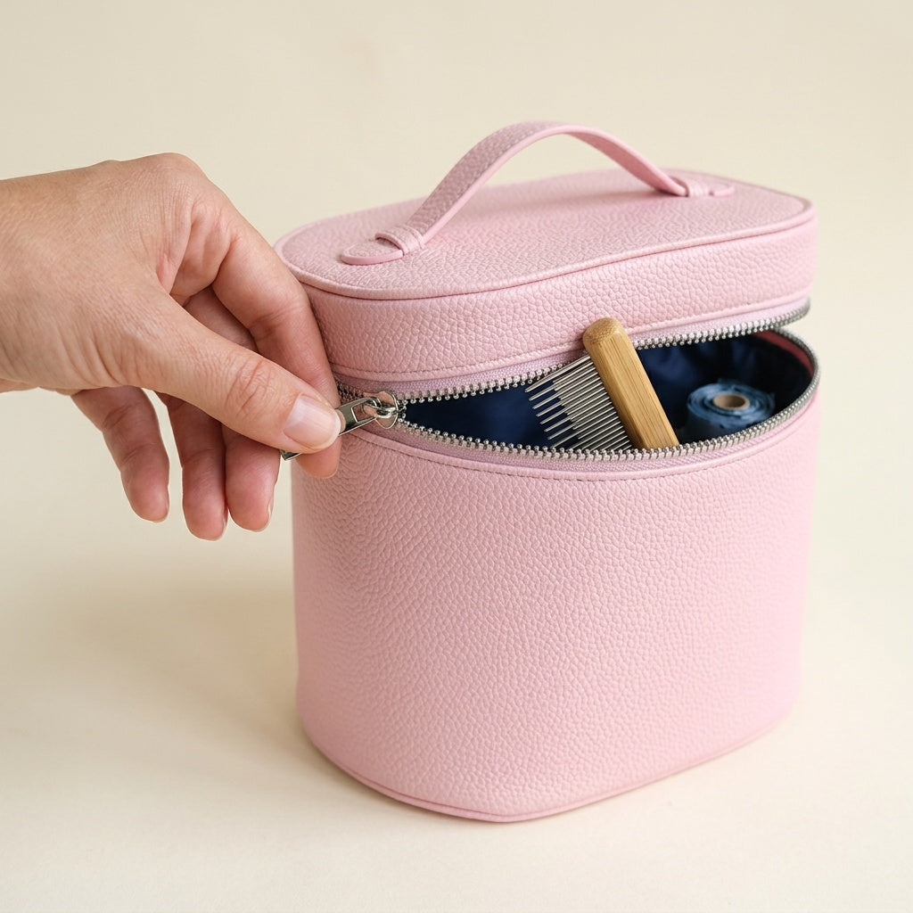 Vanity Cylindrique Cuir Grainé Noir — BelleTrousse