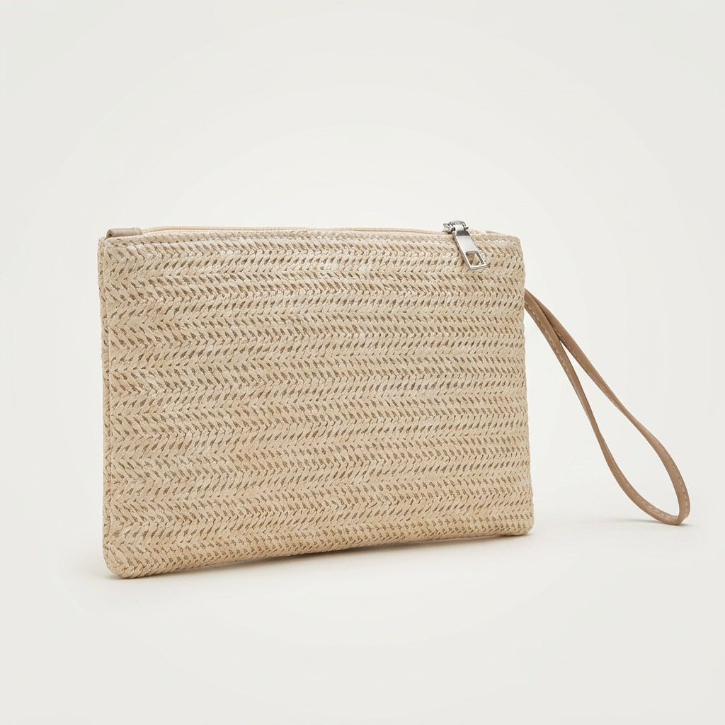 Pochette Tendance Raphia Tressé Naturel — BelleTrousse