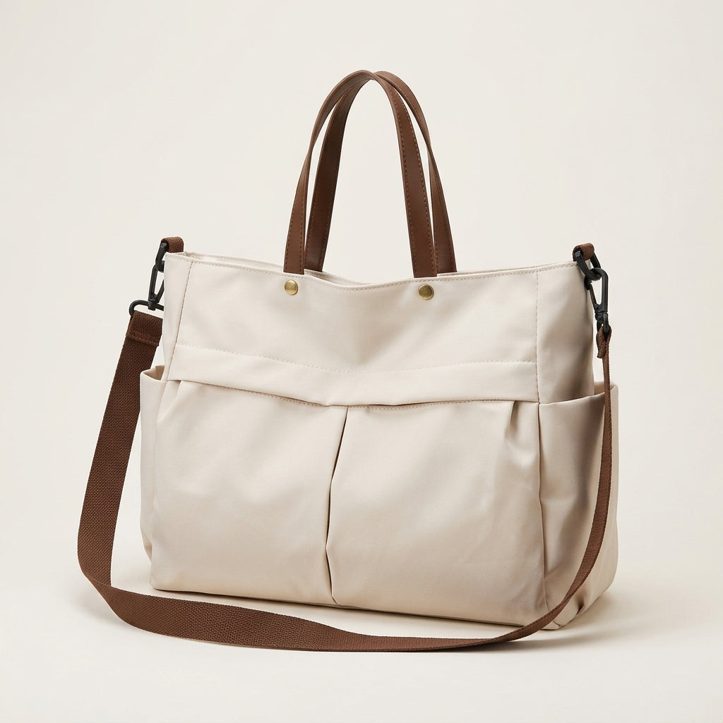 Stylish Nylon Handbag Multiple Pocket Large Capacity Women's Tote Bag Lightweight Casual Shoulder Bag Daily Commuter Shopping