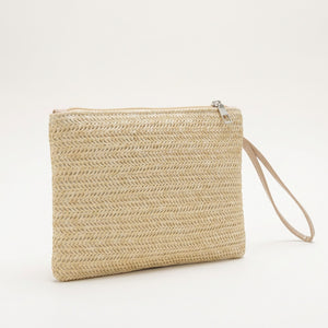 Pochette Tendance Raphia Tressé Naturel — BelleTrousse