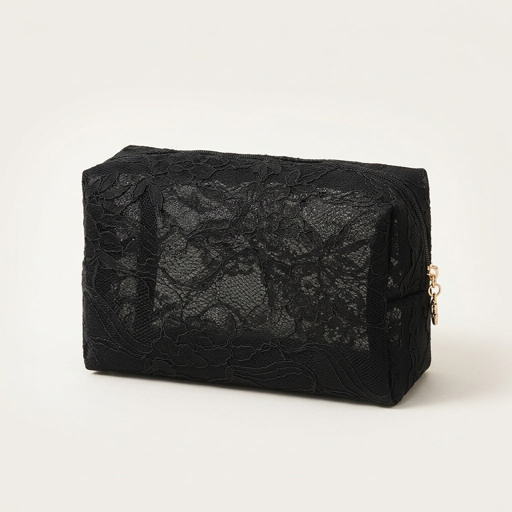 Trousse de Maquillage Broderie Florale Ivoire — BelleTrousse