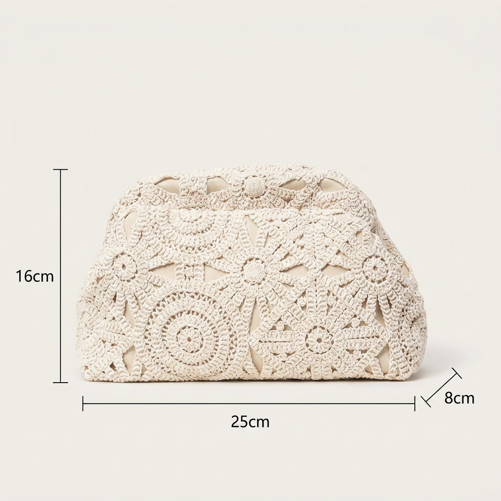 Pochette Tendance Crochet Ivoire Forme Nuage — BelleTrousse