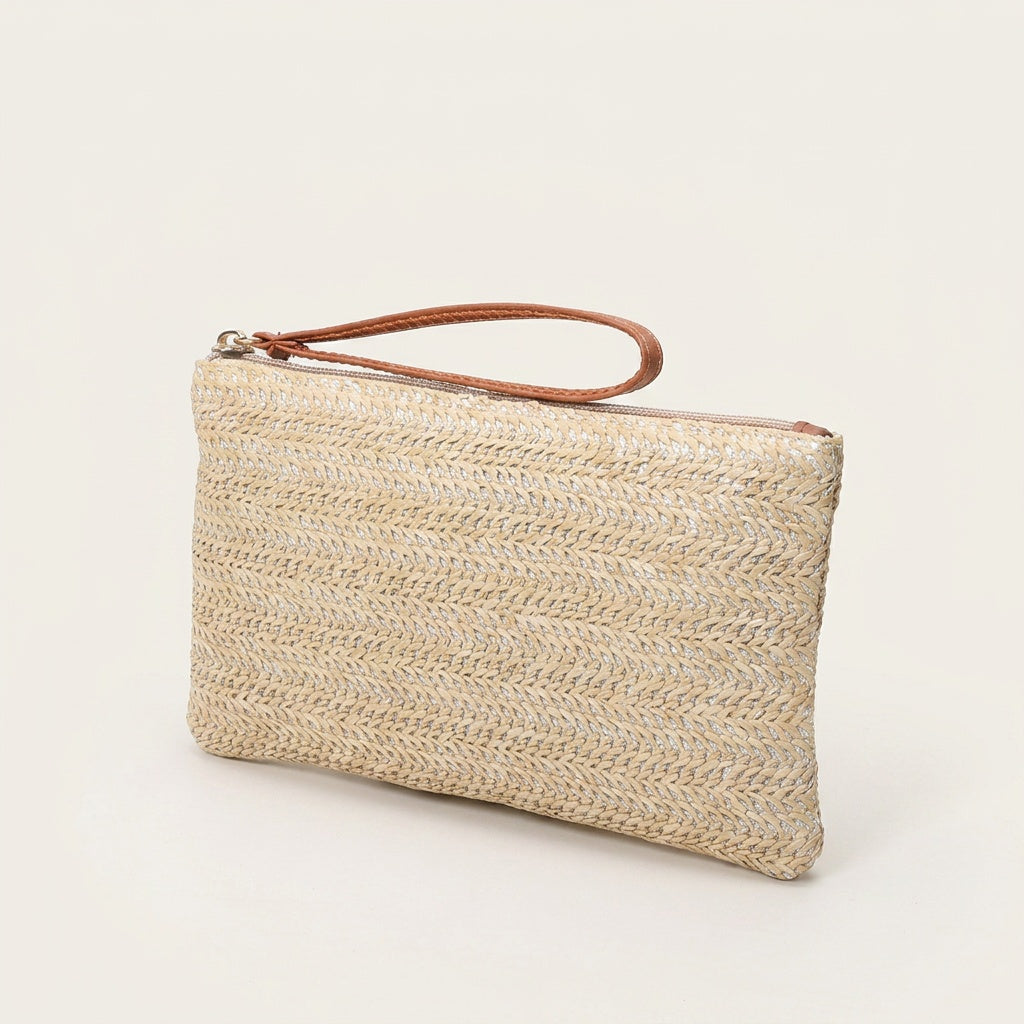 Pochette Tendance Paille Tressée Ivoire — BelleTrousse