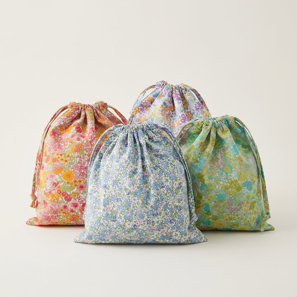 Pochette Tissu Fleuri Cordon — BelleTrousse